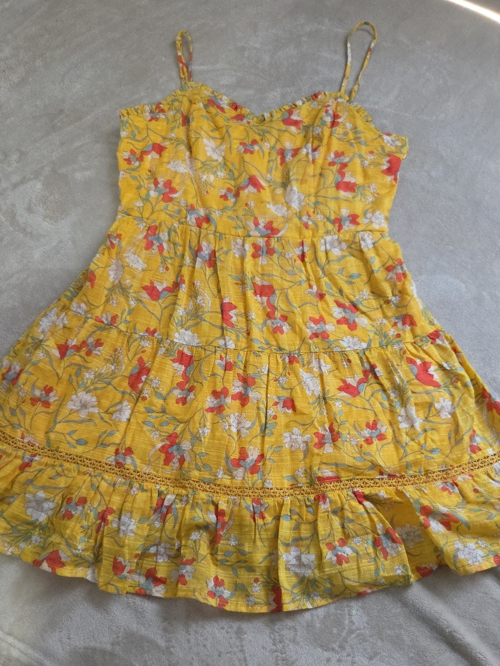 City Triangles Yellow Floral Spaghetti-Strap Mini Dress